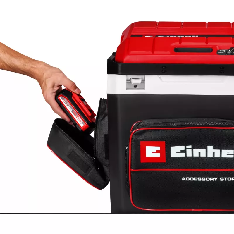 Aušinimo dėžė Einhell TE-COL 18/27 Li‑Solo 27 L, veikia iš baterijos ir elektros tinklo, aušina 20–60 °C, priekinė kišenė
