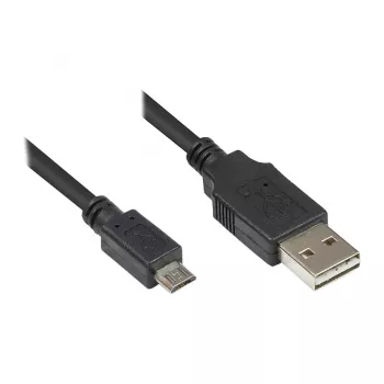 USB 2.0 EASY jungiamasis laidas A kištukas – Micro B kištukas, juodas, 0,5 m, Good Connections® (2510-EUM005)