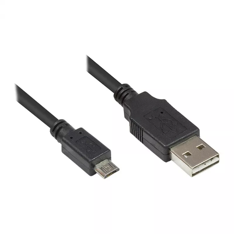 USB 2.0 EASY jungiamasis laidas A kištukas – Micro B kištukas, juodas, 0,5 m, Good Connections® (2510-EUM005)