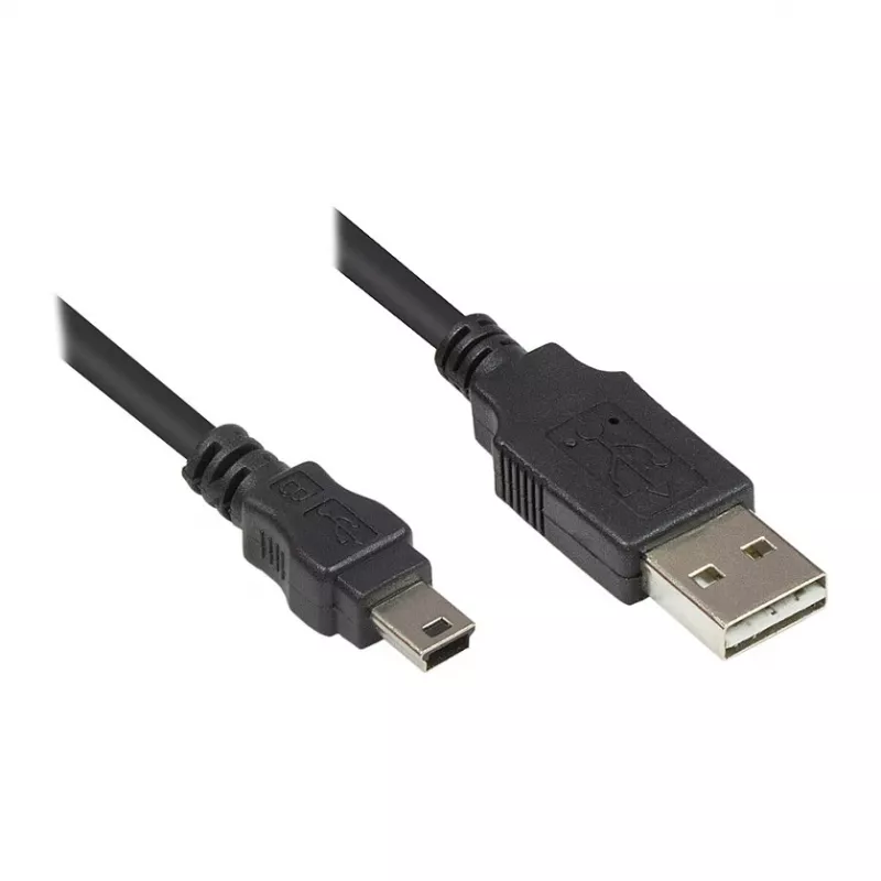 Good Connections jungiamasis kabelis USB 2.0 EASY Plug A į Mini-B kištuką - juodas - 0,5m