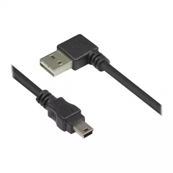 Good Connections jungiamasis laidas USB 2.0 EASY Plug A į Mini-B kištuką - kampinis - juodas - 0,5m