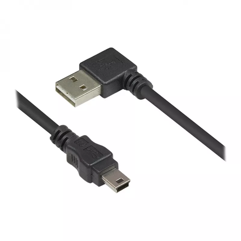 Good Connections jungiamasis laidas USB 2.0 EASY Plug A į Mini-B kištuką - kampinis - juodas - 0,5m