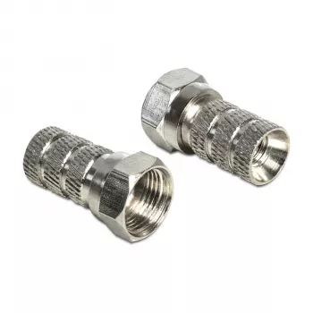 Jungtis F DELOCK 65615, metalinis F tipo laido kištukas bendraašiam kabeliui Ø 5,0–5,2 mm, sidabrinė, 1 vnt.