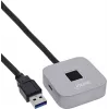 USB pirštų atspaudų skaitytuvas su šakotuvu InLine 41360K, suderinamas su Windows Hello, 1,5 m laidas, sidabrinis
