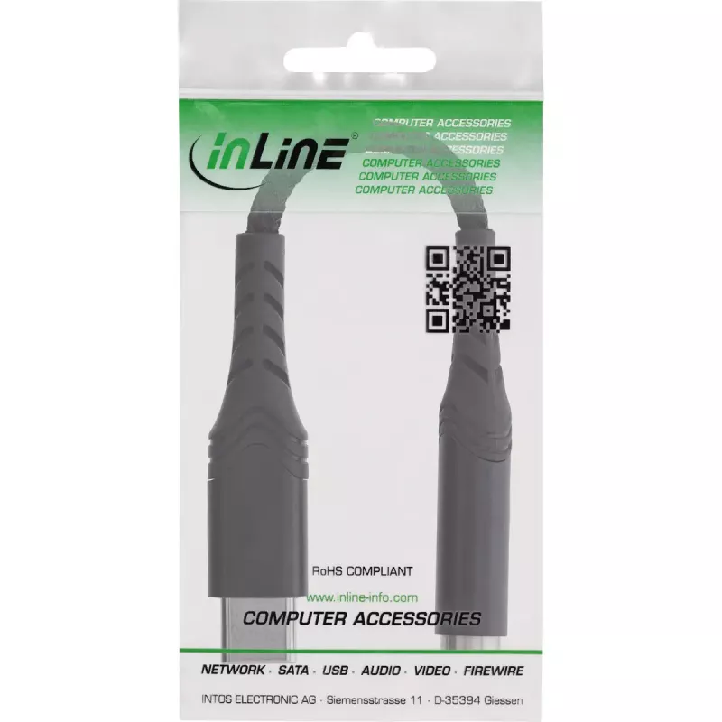 Garso keitiklis InLine 33054E USB-C į 3,5 mm su įmontuotu DAC, 15 cm kabelis