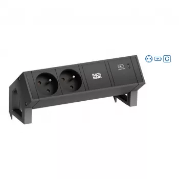 BACHMANN , DESK2 2xCEE7/3 1xUSB C 60W 1xCM 0,2m GST18 RAL9005