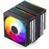 CPU aušintuvas Jonsbo CB80 dvigubas bokštas su 2 x 120 mm PWM RGB ventiliatoriais — juodas