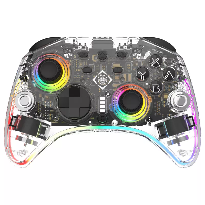 Žaidimų pultelis Deltaco Gaming GAM-198-T permatomas Bluetooth/USB USB-C, skirtas Nintendo Switch, Switch 2, Switch OLED, Android, PC