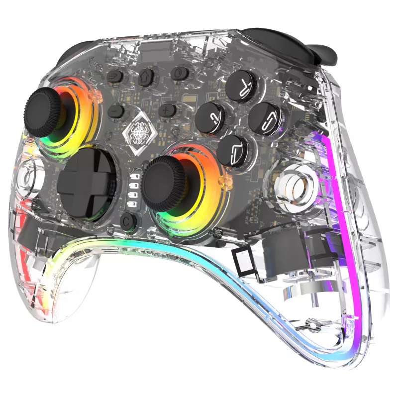 Žaidimų pultelis Deltaco Gaming GAM-198-T permatomas Bluetooth/USB USB-C, skirtas Nintendo Switch, Switch 2, Switch OLED, Android, PC