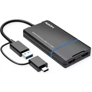 VALUE Display Adapter USB Type A C - Dual HDMI 4K30+ 1080P ST/BU - Adapter - Skaitmeninis/Duomenų (12.99.3206)