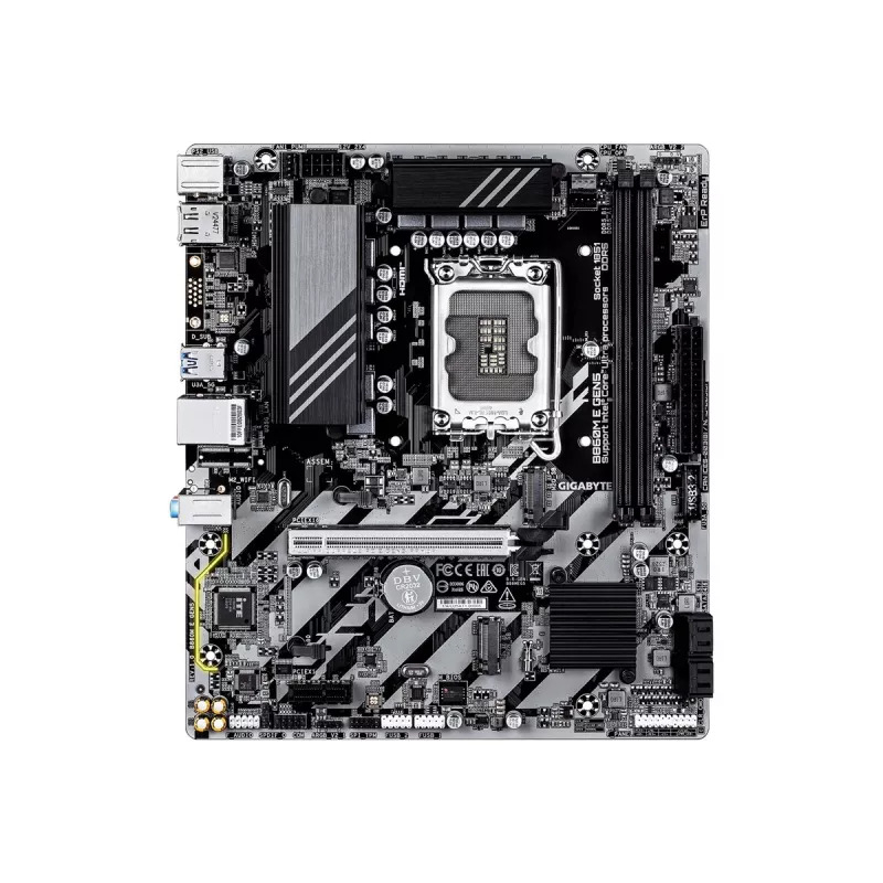 Pagrindinė plokštė GIGABYTE B860M E GEN5 LGA1851, skirta Intel Core Ultra, DDR5 iki 8800 MHz (O.C.), 2x PCIe 4.0 M.2, 1GbE