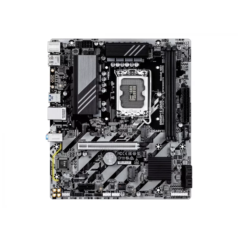 Pagrindinė plokštė GIGABYTE B860M E GEN5 LGA1851, skirta Intel Core Ultra, DDR5 iki 8800 MHz (O.C.), 2x PCIe 4.0 M.2, 1GbE