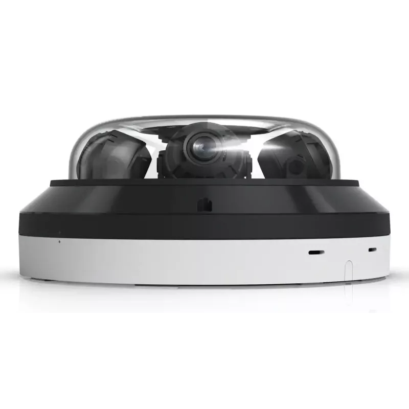 IP kupolinė apsaugos kamera UBIQUITI AI Multi Sensor 4 — 3840×2160, 360° FOV, 2,33× optinis priartinimas, montavimas ant lubų, laidinė (balta/juoda)