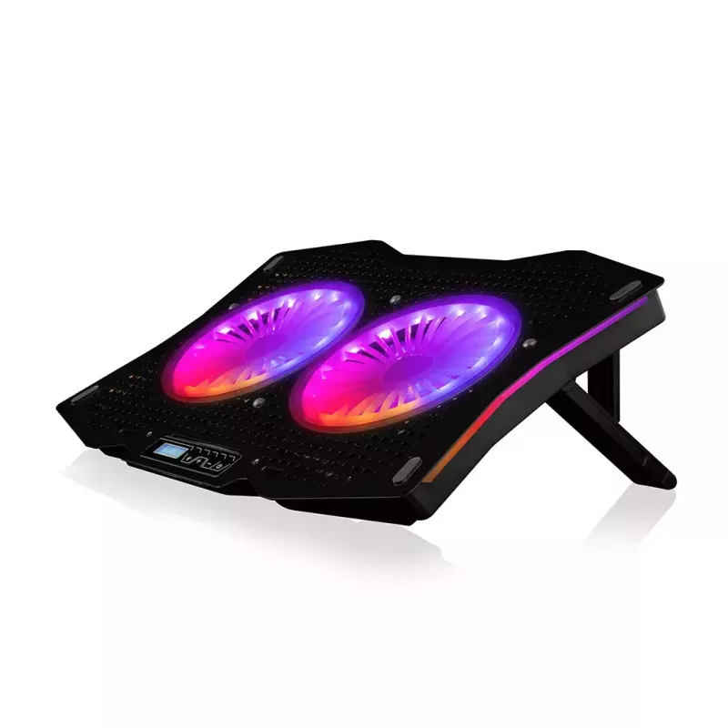Aušinimo padėklas Modecom MC-CF18 RGB 45.7 cm 2 ventiliatoriai juodas