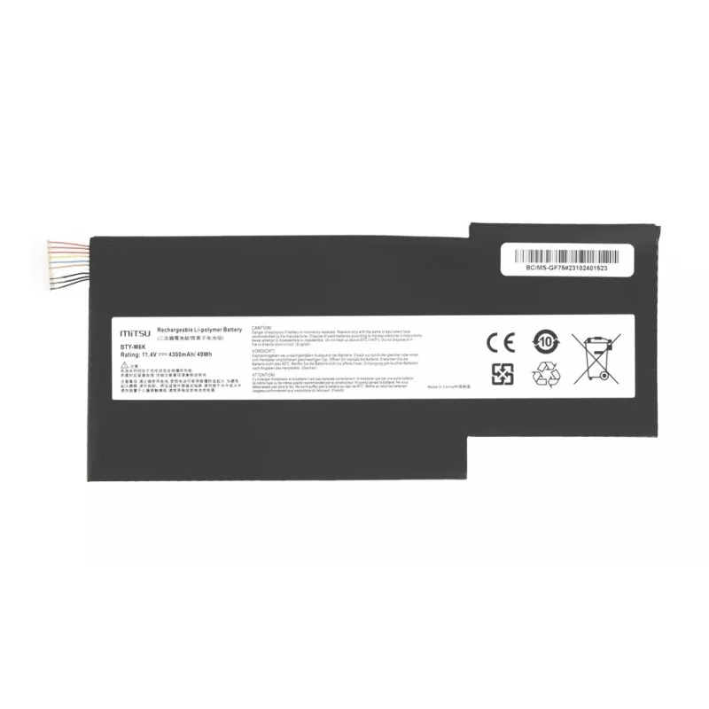 Baterija MITSU BTY-M6K MS-17B4 11.4V 4300mAh (49Wh), skirta MSI nešiojamiesiems kompiuteriams