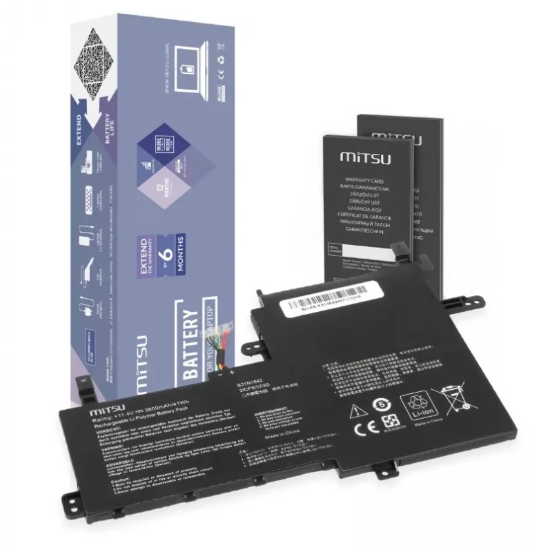 Baterija MITSU, skirta ASUS VivoBook (modelis BC/AS-K513E) 11.4V 3550mAh
