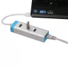 USB 3.0 šakotuvas su Gigabit Ethernet ITEC U3GLAN3HUB — 3 prievadų metalinis šakotuvas, VIA VL812 + Realtek RTL8153, sidabrinis