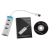 USB 3.0 šakotuvas su Gigabit Ethernet ITEC U3GLAN3HUB — 3 prievadų metalinis šakotuvas, VIA VL812 + Realtek RTL8153, sidabrinis