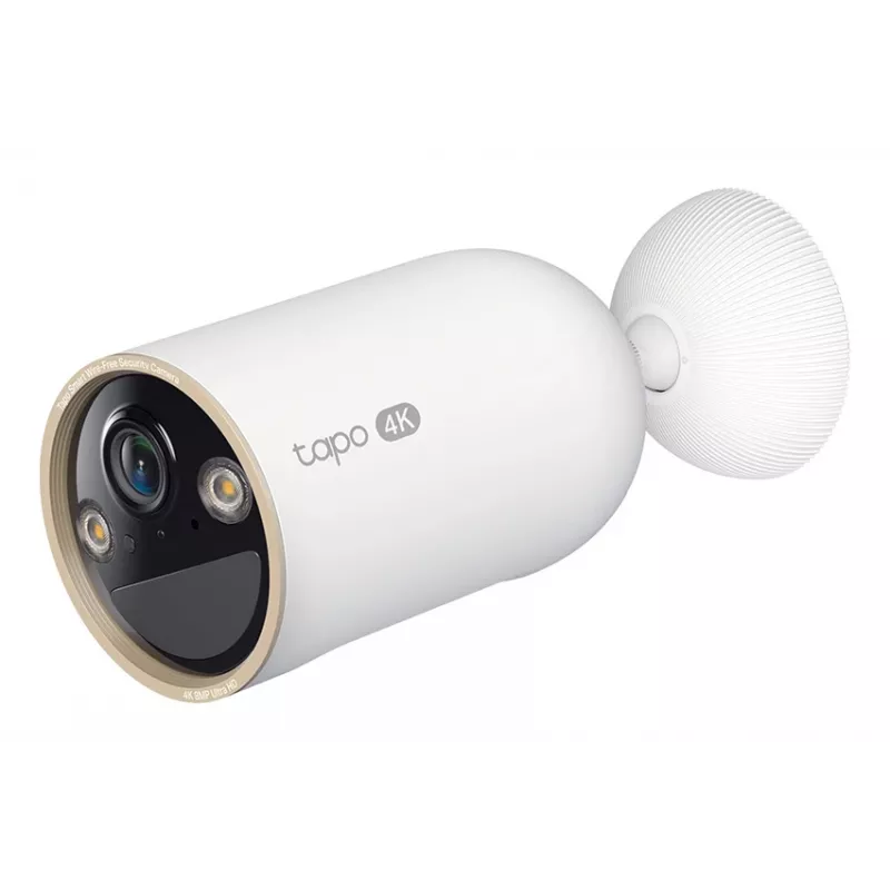 „TP-Link Tapo“ belaidė vidaus / lauko apsaugos kamera SPEC: 4K UHD (3840 x 2160), palaikomi H.265 / H.264, 16x UHD skaitmeninis priartinimas, 2,4 / 5 GHz dviejų juostų „Wi-Fi“, 10 000 mAh įkraunama ličio jonų baterija