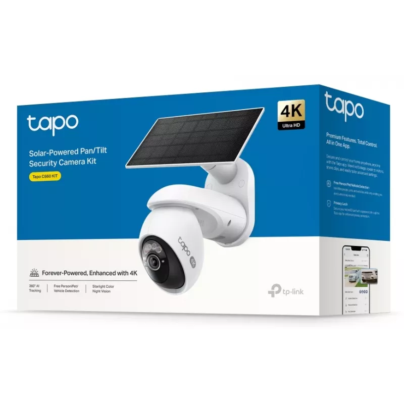 TP-Link Tapo saulės energija maitinamas pasukamas/palenkiamas apsaugos kameros rinkinys