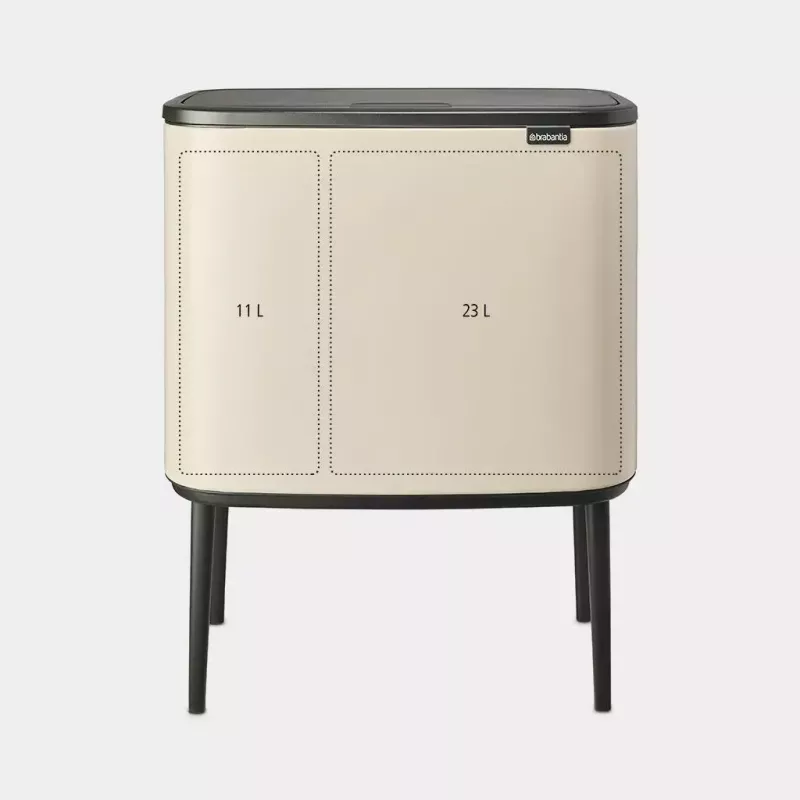 Brabantia Bo Touch šiukšliadėžė 34 L 2 krepšiai Smėlio spalva Plotis 540 mm Gylis 312 mm Aukštis 680 mm