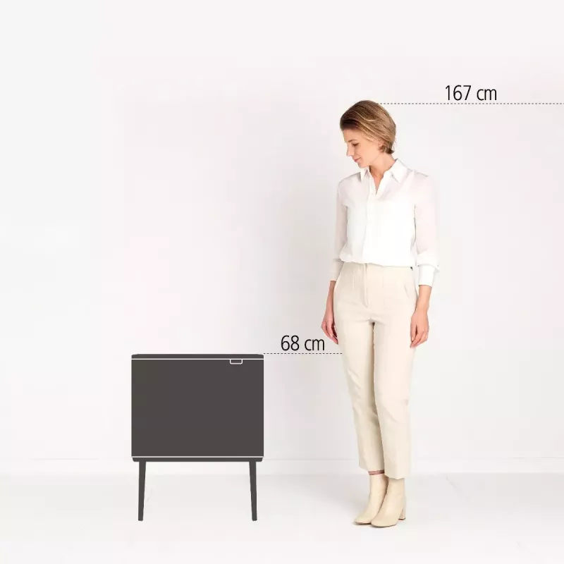 Brabantia Bo Touch šiukšliadėžė 34 L 2 krepšiai Smėlio spalva Plotis 540 mm Gylis 312 mm Aukštis 680 mm