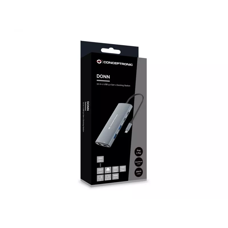CONCEPTRONIC 10-1 dokas USB-C->HDMI/2xUSB-C/3xUSB-A/+ 20 cm gr