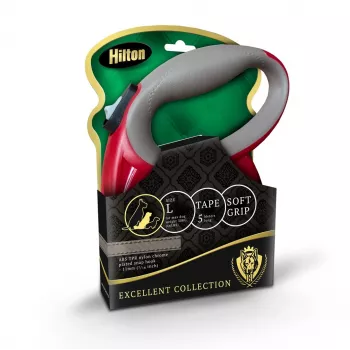 Ištraukiamas šunų pavadėlis „Hilton Smart Dog Tape L“ – 5 m, šunims iki 30 kg, bordo-pilkas
