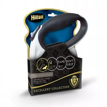 Ištraukiamas šunų pavadėlis Hilton Smart Dog Tape M – 4 m, šunims iki 20 kg, baltai juodas