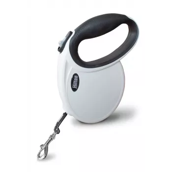 Ištraukiamas šunų pavadėlis Hilton Smart Dog Tape M – 4 m, šunims iki 20 kg, baltai juodas