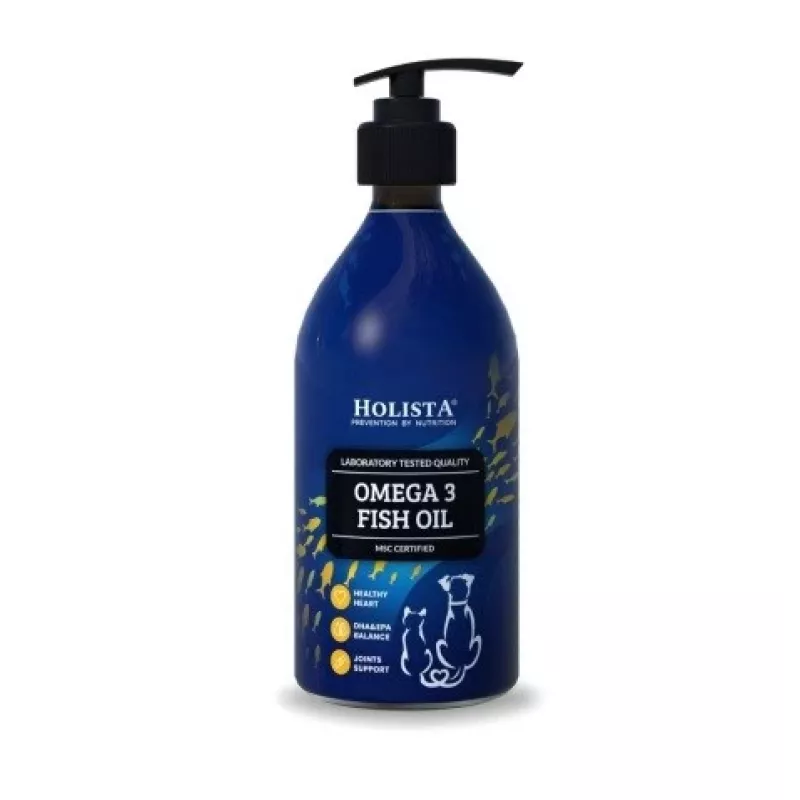 Skystas Omega-3 žuvų taukų papildas šunims ir katėms HOLISTA 500 ml