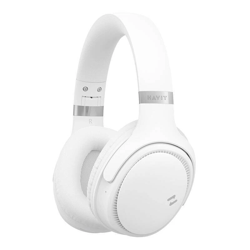 Belaidės Bluetooth ausinės HAVIT H630BT — ant ausų, Bluetooth, įmontuotas mikrofonas, baltos