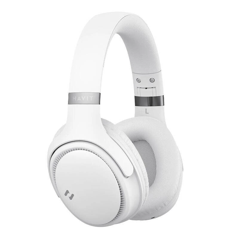 Belaidės Bluetooth ausinės HAVIT H630BT — ant ausų, Bluetooth, įmontuotas mikrofonas, baltos