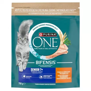 Purina Nestlé Purina ONE kačių maistas 7+ su vištiena ir pilno grūdo 750g
