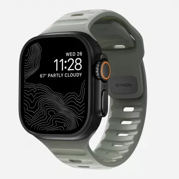 Nomad Sport Band pilkas guminis dirželis išmaniajam laikrodžiui, plotis 21,5 mm, riešas 160–195 mm