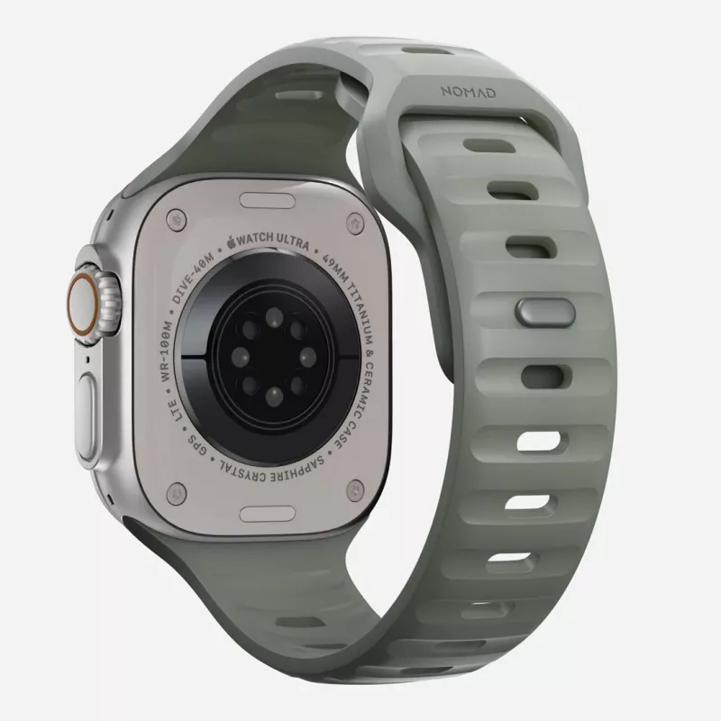 Nomad Sport Band pilkas guminis dirželis išmaniajam laikrodžiui, plotis 21,5 mm, riešas 160–195 mm