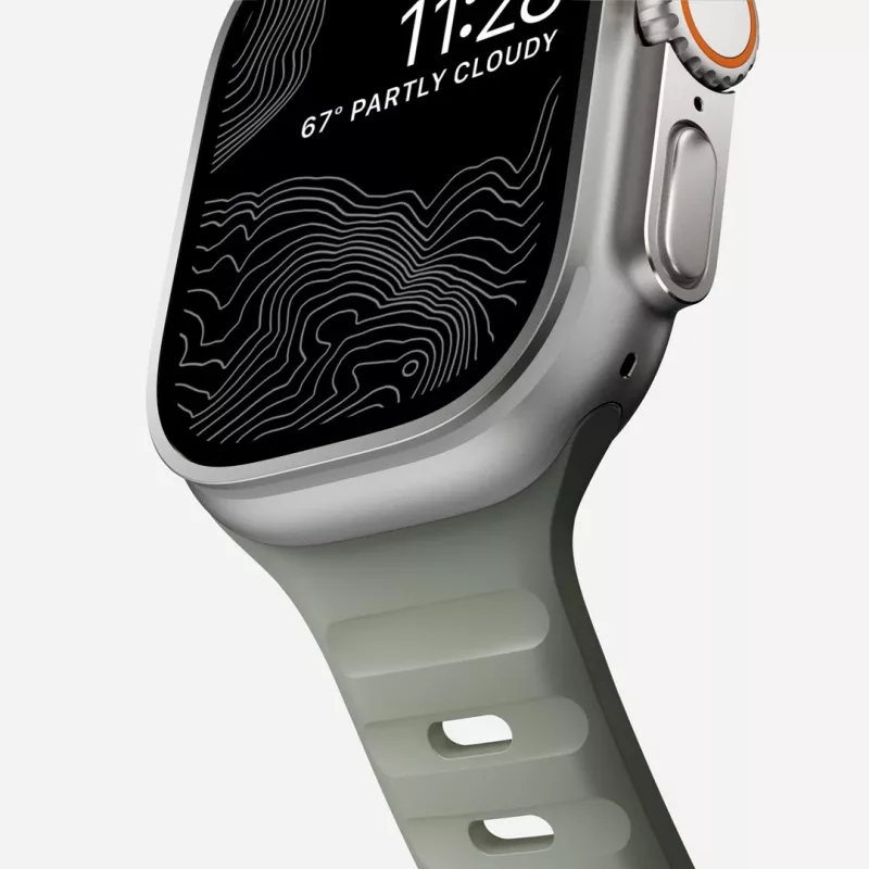 Nomad Sport Band pilkas guminis dirželis išmaniajam laikrodžiui, plotis 21,5 mm, riešas 160–195 mm
