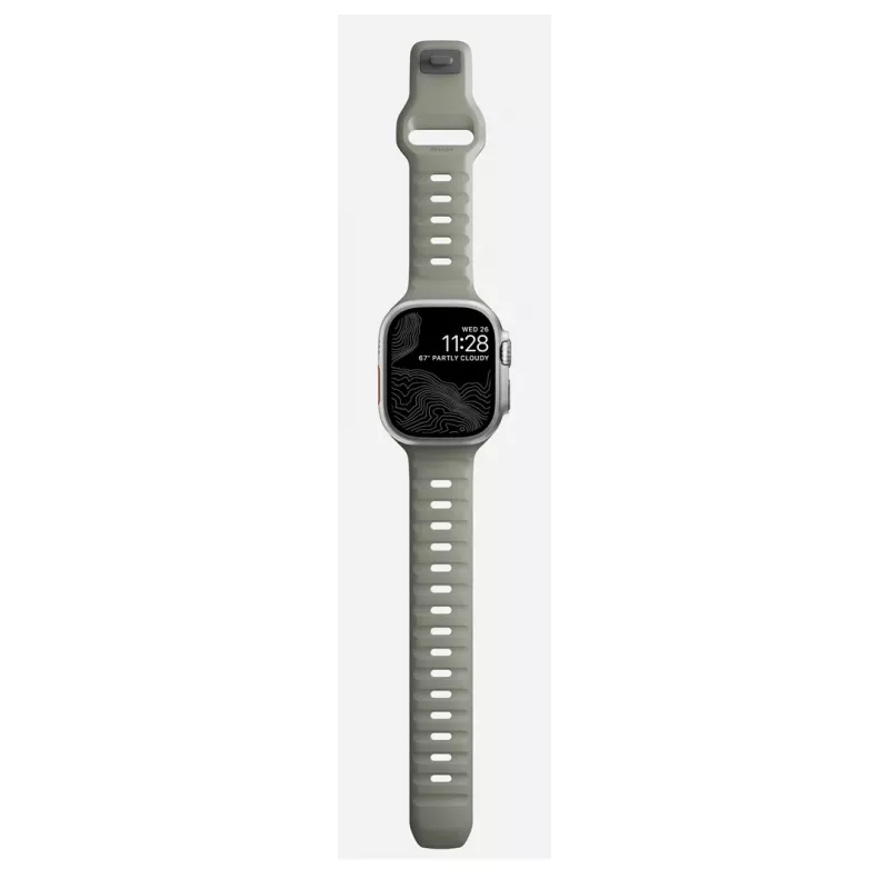 Nomad Sport Band pilkas guminis dirželis išmaniajam laikrodžiui, plotis 21,5 mm, riešas 160–195 mm