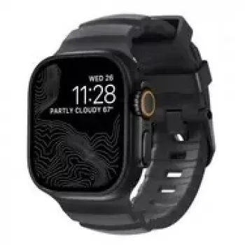 NOMAD Rocky Point Band - dirželis Apple Watch 46mm/49mm su FKM ir titanu (storm, juoda įranga)