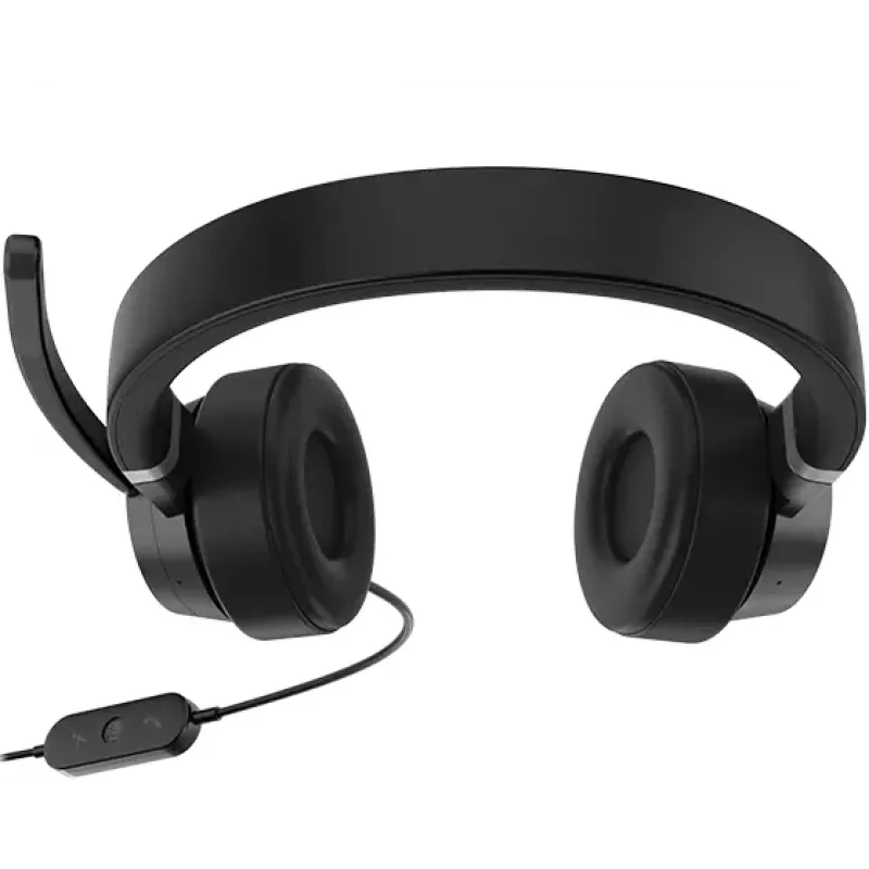 Lenovo Go Wired ANC ausinės su galvos lankeliu, skirta automobiliui/namų biurui, USB Type-C, juodos