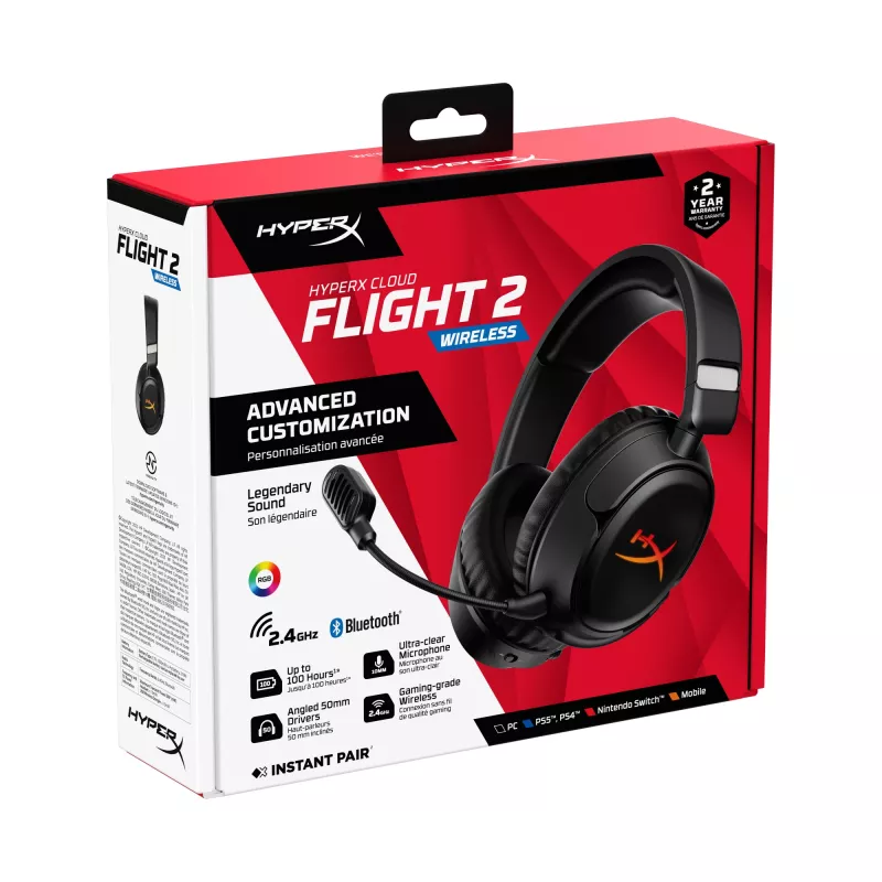 Belaidės žaidimų ausinės HyperX Cloud Flight 2 — Circumaural, juodos