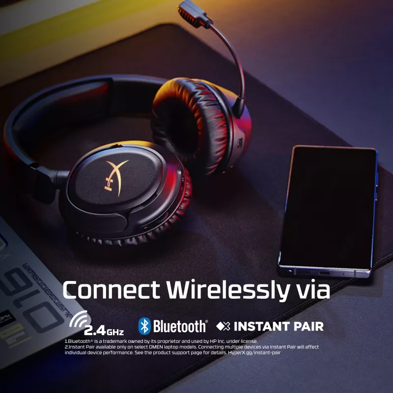 Belaidės žaidimų ausinės HyperX Cloud Flight 2 — Circumaural, juodos