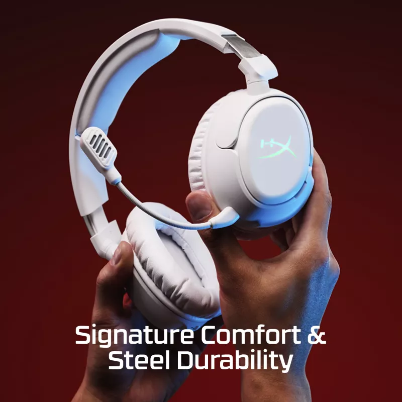 Belaidės žaidimų ausinės KINGSTON HyperX Cloud Flight 2 su USB-C ir Bluetooth, baltos
