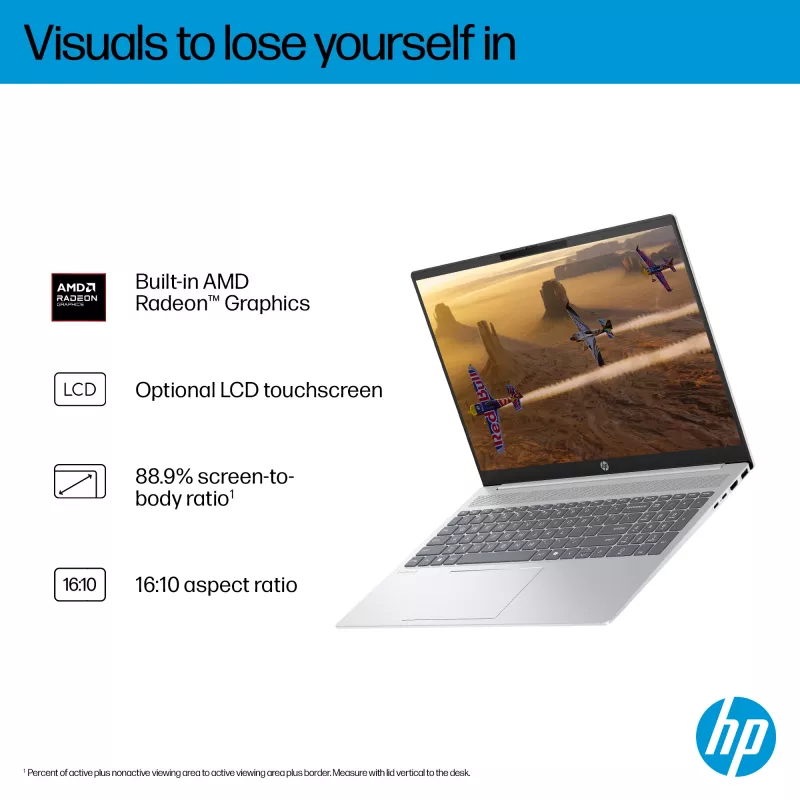 HP OmniBook 5 16-bc1002na AMD Ryzen™ 5 8540U nešiojamasis kompiuteris 40,6 cm (16 colių) jutiklinis ekranas 2K 8 GB LPDDR5-SDRAM 512 GB SSD Wi-Fi 6 (802.11ax) Windows 11 Home sidabrinis
