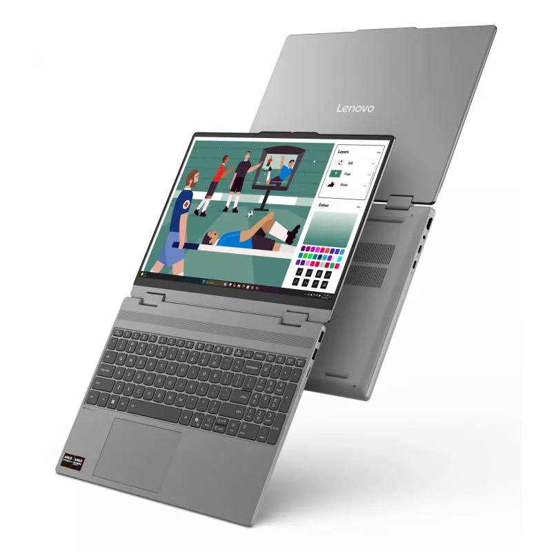 Lenovo IdeaPad 5 2-in-1 15AGP11 Copilot+ PC AMD Ryzen™ AI 5 430 Hybrid (2-in-1) 38.9 cm (15.3 colių) Jutiklinis WUXGA 16 GB DDR5-SDRAM 512 GB SSD Wi-Fi 7 (802.11be) Windows 11 Home Vokiška Pilka