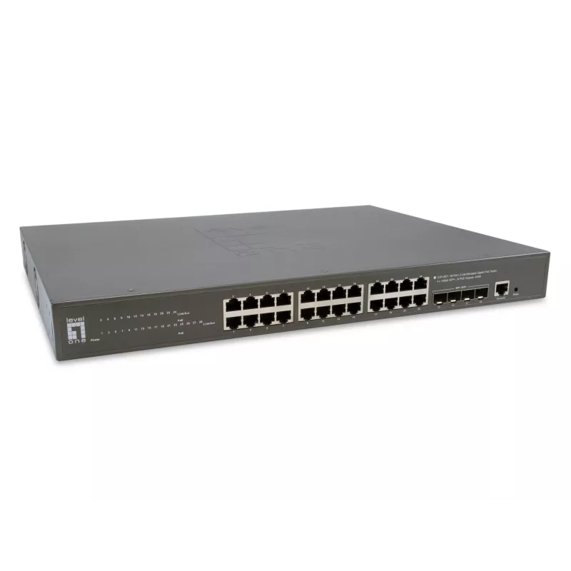LevelOne GTP-2871 tinklo komutatorius Valdomas L3 Gigabit Ethernet (10/100/1000) Power over Ethernet (PoE) Pilka