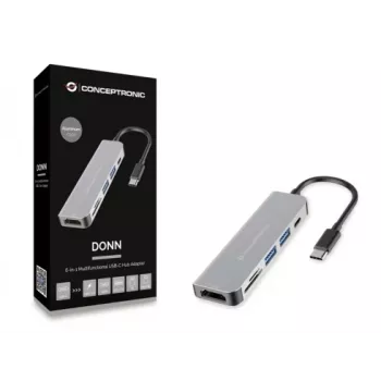 Conceptronic DONN02G nešiojamojo kompiuterio doko / prievadų atkartotojas USB 3.2 Gen 1 (3.1 Gen 1) Type-C aliuminis