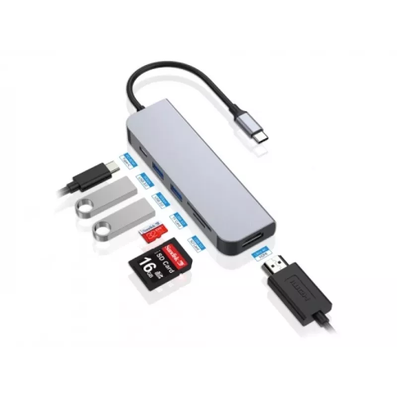 Conceptronic DONN02G nešiojamojo kompiuterio doko / prievadų atkartotojas USB 3.2 Gen 1 (3.1 Gen 1) Type-C aliuminis