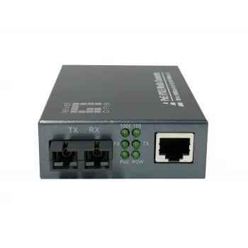 LevelOne RJ45 į SC Gigabit medijos keitiklis, PoE PSE, vienmodis pluoštas, 20 km