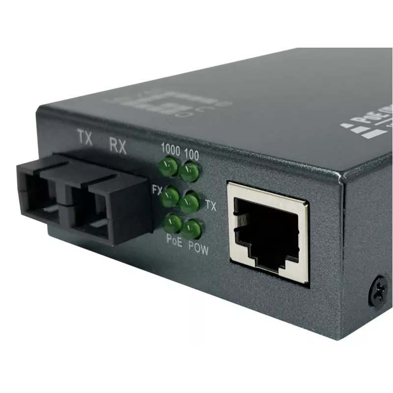 LevelOne RJ45 į SC Gigabit medijos keitiklis, PoE PSE, vienmodis pluoštas, 20 km
